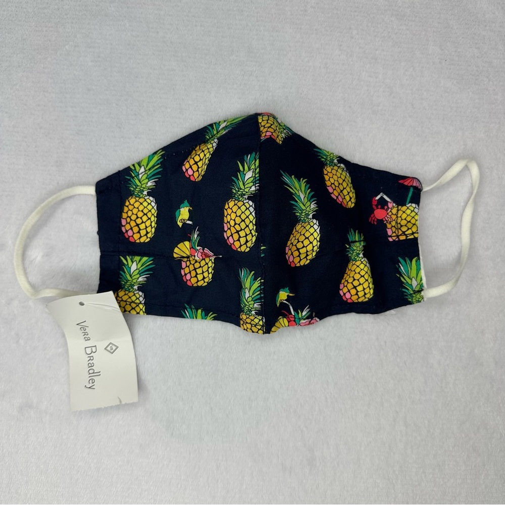NWT Vera Bradley Cotton Face Mask, Toucan Party Pineapple Tropical Filter, Black
